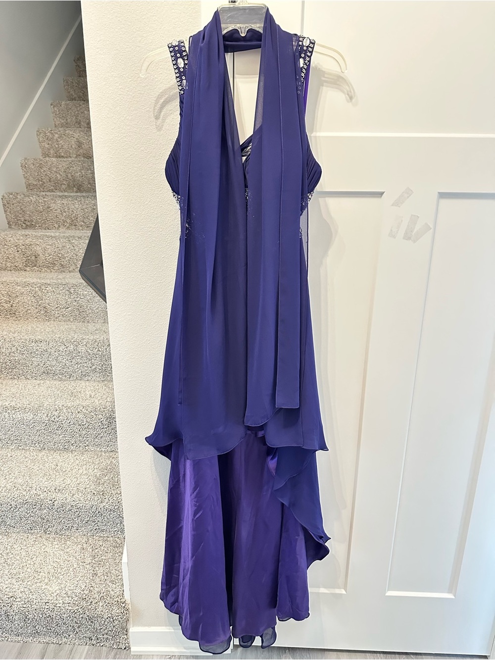 Fiesta Purple High-Low Formal Prom Event Dress with Beaded Waist size M - Picture 5 of 16